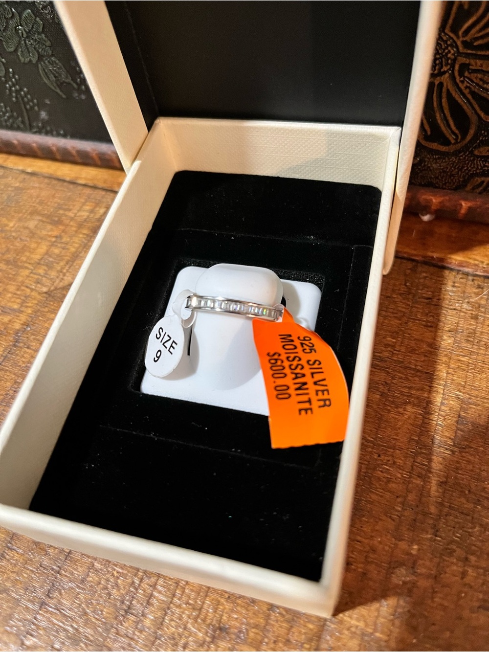 Sterling Silver White Moissanite Eternity Band - Size 9